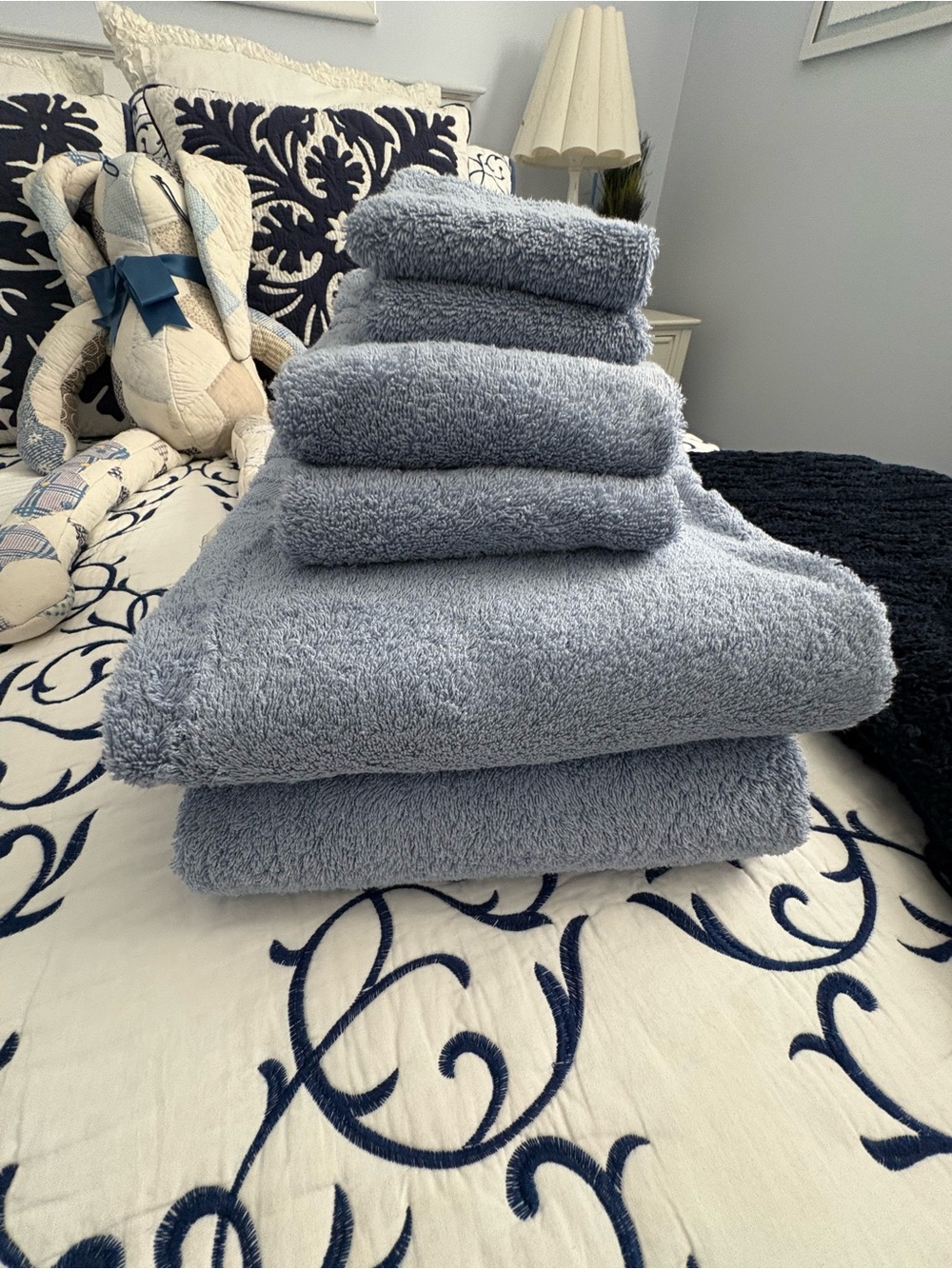 Vintage Ralph Lauren Soft Light Blue Plush Towel Set